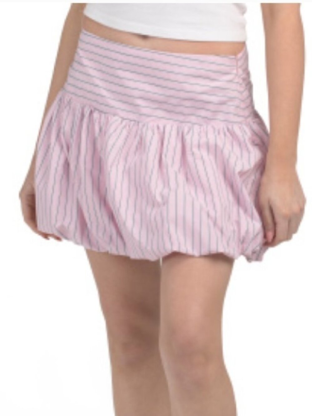 NWT WAYF Lucky Bubble Hem Mini Pink Striped Skirt Size M